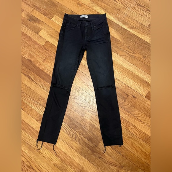 Madewell Skinny Black unfinished hem distressed jeans - Picture 1 of 3
